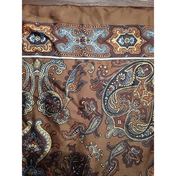 Vintage Liberty of London Silk Square Scarf Brown blue Paisley 23 x 24 mandala - Picture 12 of 16